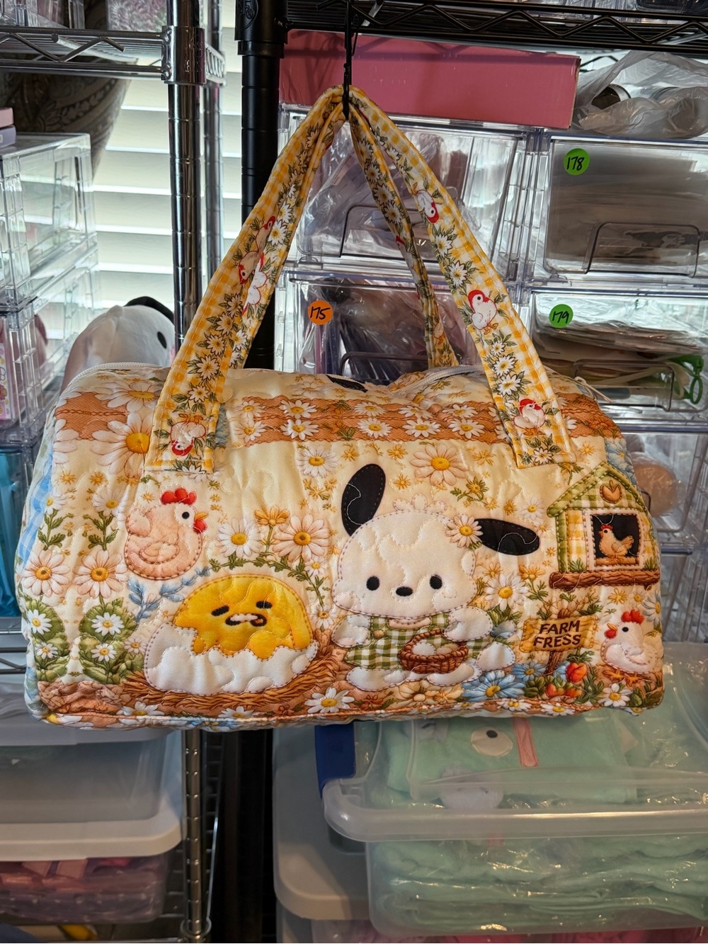 #PC-6775 Quilted Weekender 16x8x8 Bag, padded, Pochacco Gudetama